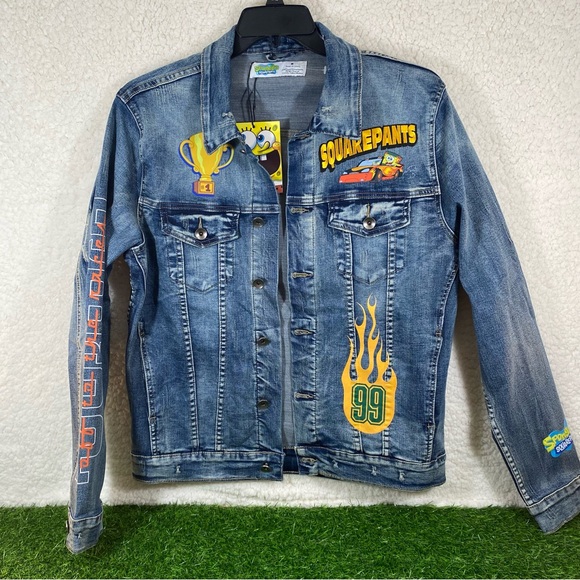 SpongeBob Denim Jean Jacket Off To The Races Women Size Medium Rare - Picture 4 of 16